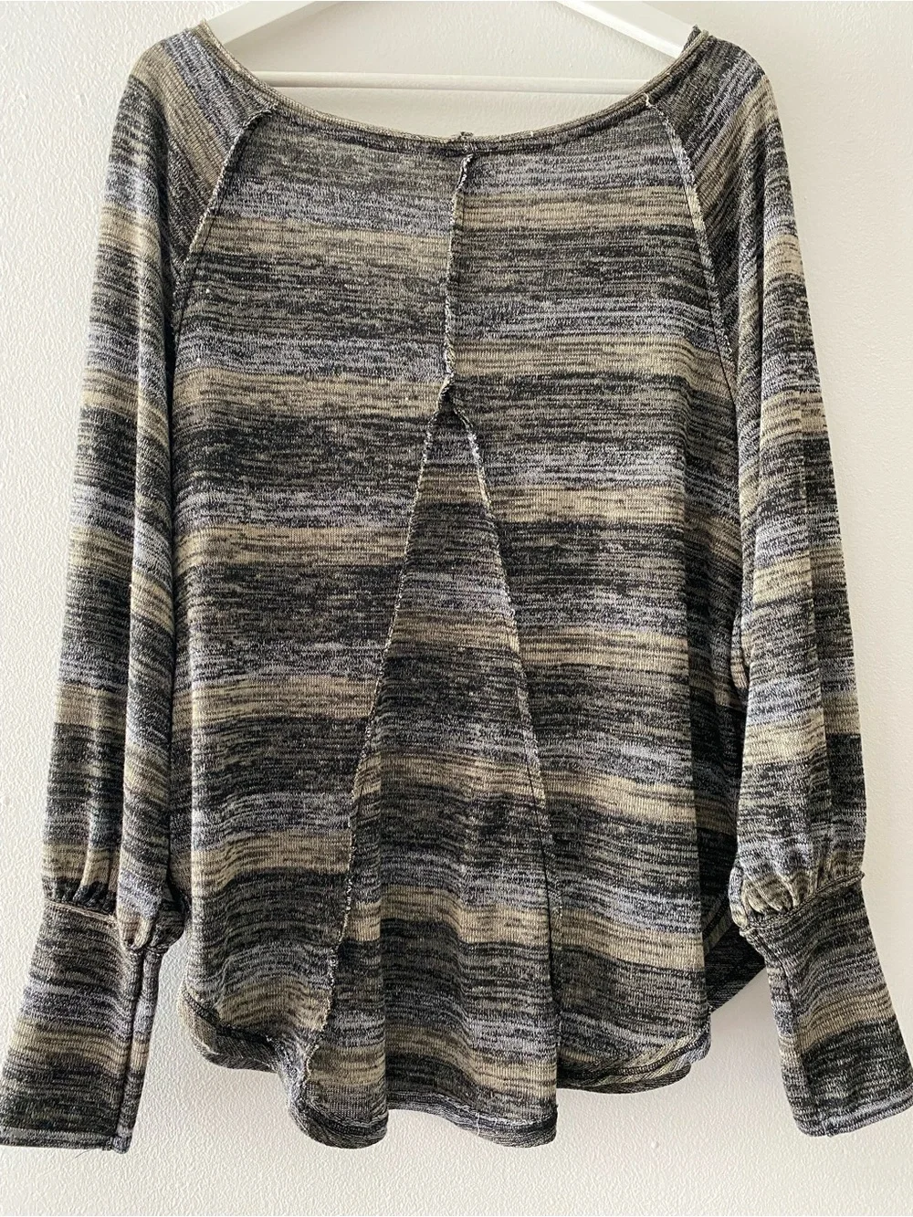 Free people Striped Scoop Neck Pullover in Heathered Gray and Cream
